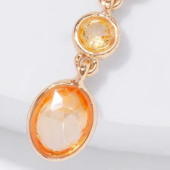 WHBM Gold + Peach Crystal Drop Linear Earrings MATCHING NECKLACE LISTED TOO - Picture 9 of 9